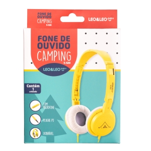 FONE DE OUVIDO CAMPING S-520 C/ MICROFONE NA LAPELA - AMARELO- LEO&LEO