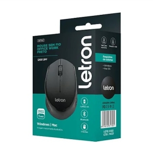  MOUSE SEM FIO OFFICE WORK PRETO BLUETOOTH ERGONOMICO OPTICO LETRON				