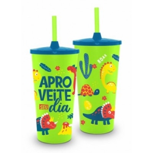 COPO PLASTICO COM CANUDO TEMAS - APROVEITE SEU DIA 